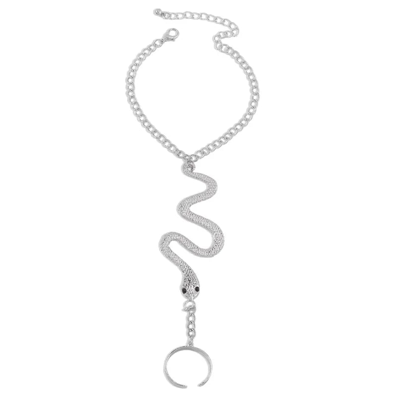 Pulseira com Anel - Design de Cobra